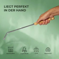 3x Stocheisen mit Holzgriff Schüreisen Schürhaken Glutkratzer Kaminzubehör Kaminbesteck Feuerhaken Aschenkratzer (3, Stocheisen)