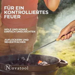 3x Stocheisen mit Holzgriff Schüreisen Schürhaken Glutkratzer Kaminzubehör Kaminbesteck Feuerhaken Aschenkratzer (3, Stocheisen)