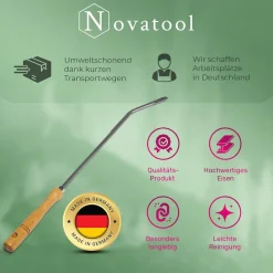 3x Stocheisen mit Holzgriff Schüreisen Schürhaken Glutkratzer Kaminzubehör Kaminbesteck Feuerhaken Aschenkratzer (3, Stocheisen)
