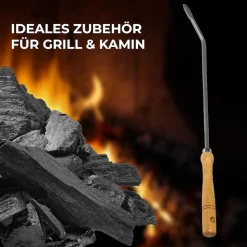 3x Stocheisen mit Holzgriff Schüreisen Schürhaken Glutkratzer Kaminzubehör Kaminbesteck Feuerhaken Aschenkratzer (3, Stocheisen)