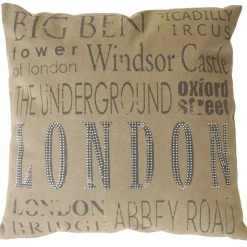 Zierkissen London, Sofakissen Deko-Kissen mit Füllung, braun Glitzersteine 45x45cm