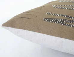 Zierkissen London, Sofakissen Deko-Kissen mit Füllung, braun Glitzersteine 45x45cm
